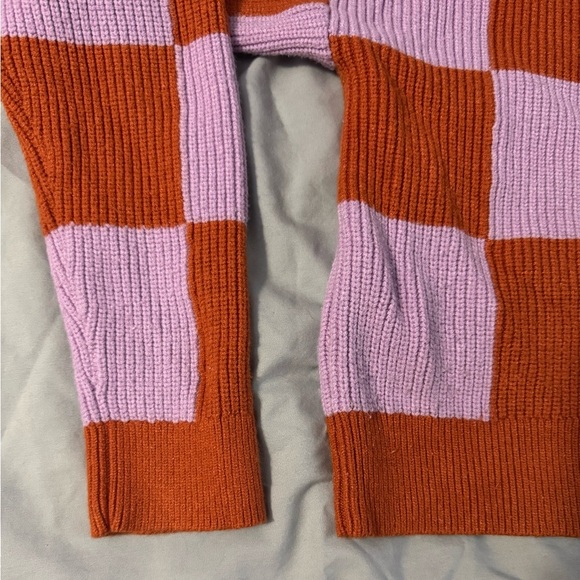 Vibrant Checkered Cardigan in Orange and Purple - Picture 7 of 7